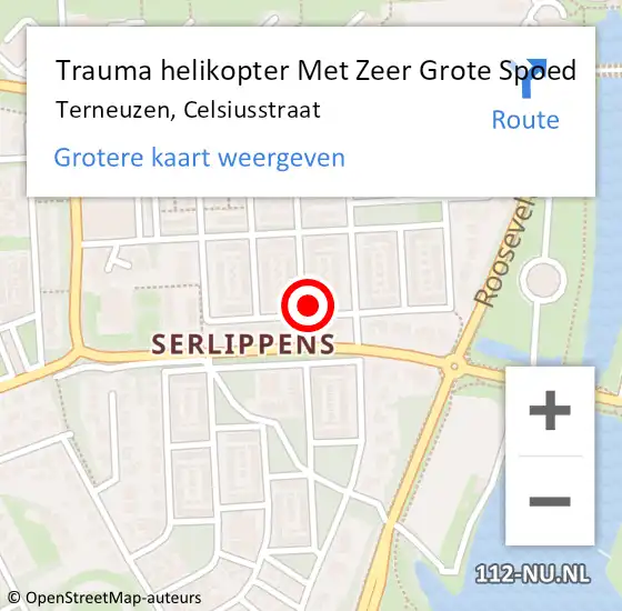 Locatie op kaart van de 112 melding: Trauma helikopter Met Zeer Grote Spoed Naar Terneuzen, Celsiusstraat op 31 oktober 2024 10:59