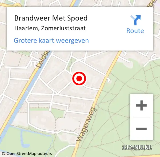 Locatie op kaart van de 112 melding: Brandweer Met Spoed Naar Haarlem, Zomerluststraat op 31 oktober 2024 11:11