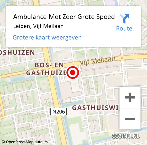 Locatie op kaart van de 112 melding: Ambulance Met Zeer Grote Spoed Naar Leiden, Vijf Meilaan op 31 oktober 2024 11:19