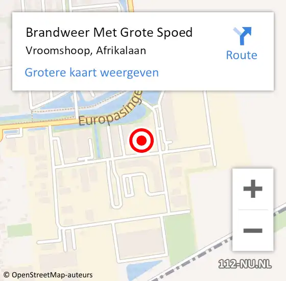 Locatie op kaart van de 112 melding: Brandweer Met Grote Spoed Naar Vroomshoop, Afrikalaan op 31 oktober 2024 11:19