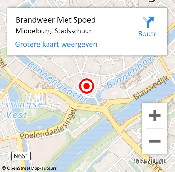 Locatie op kaart van de 112 melding: Brandweer Met Spoed Naar Middelburg, Stadsschuur op 31 oktober 2024 11:19