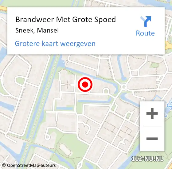 Locatie op kaart van de 112 melding: Brandweer Met Grote Spoed Naar Sneek, Mansel op 31 oktober 2024 11:26