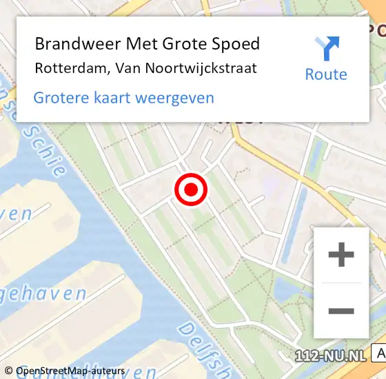 Locatie op kaart van de 112 melding: Brandweer Met Grote Spoed Naar Rotterdam, Van Noortwijckstraat op 31 oktober 2024 11:30