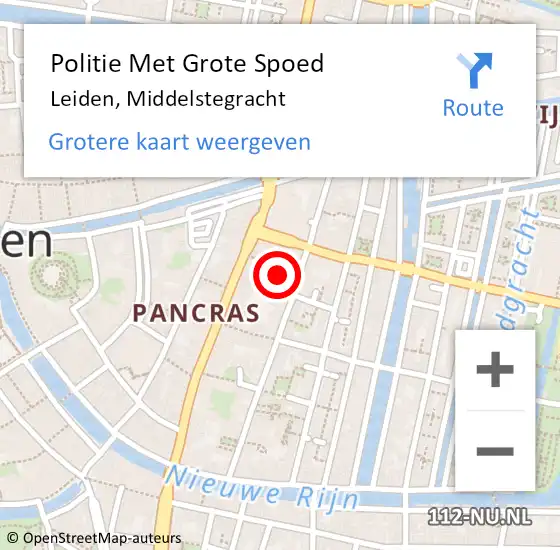 Locatie op kaart van de 112 melding: Politie Met Grote Spoed Naar Leiden, Middelstegracht op 31 oktober 2024 11:45