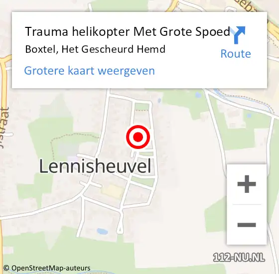 Locatie op kaart van de 112 melding: Trauma helikopter Met Grote Spoed Naar Boxtel, Het Gescheurd Hemd op 31 oktober 2024 11:46