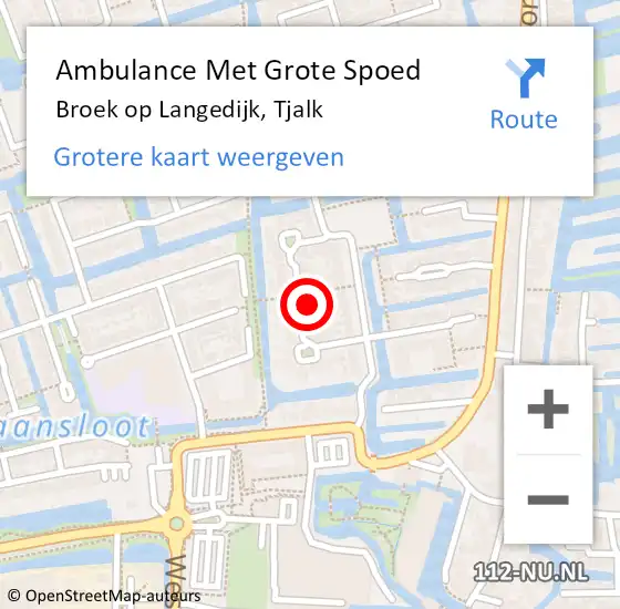 Locatie op kaart van de 112 melding: Ambulance Met Grote Spoed Naar Broek op Langedijk, Tjalk op 31 oktober 2024 11:55