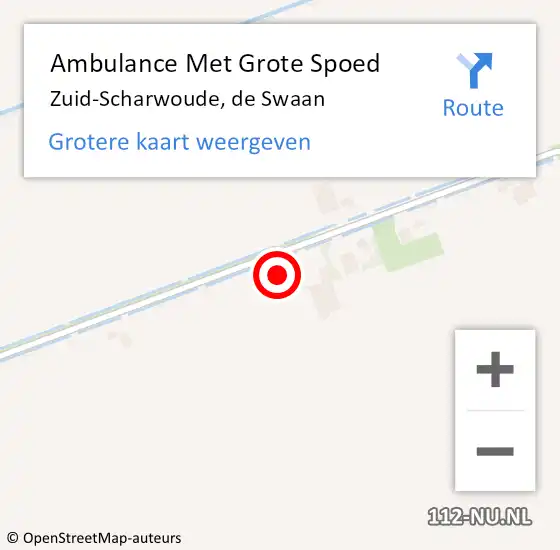 Locatie op kaart van de 112 melding: Ambulance Met Grote Spoed Naar Zuid-Scharwoude, de Swaan op 31 oktober 2024 11:57