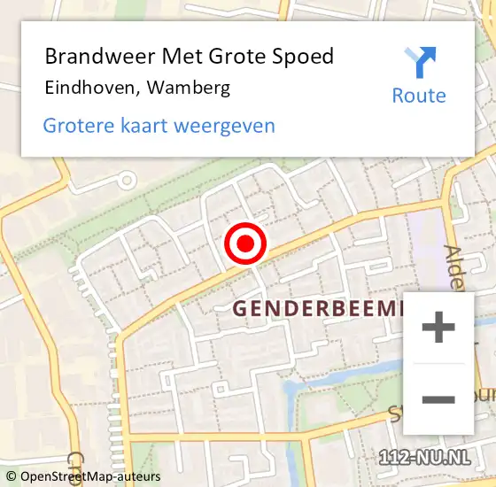 Locatie op kaart van de 112 melding: Brandweer Met Grote Spoed Naar Eindhoven, Wamberg op 31 oktober 2024 12:01