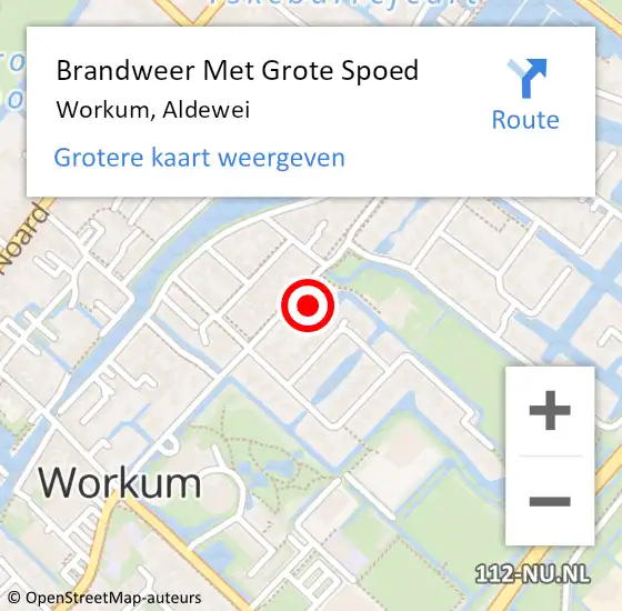 Locatie op kaart van de 112 melding: Brandweer Met Grote Spoed Naar Workum, Aldewei op 31 oktober 2024 12:03