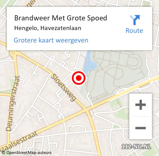 Locatie op kaart van de 112 melding: Brandweer Met Grote Spoed Naar Hengelo, Havezatenlaan op 31 oktober 2024 12:25