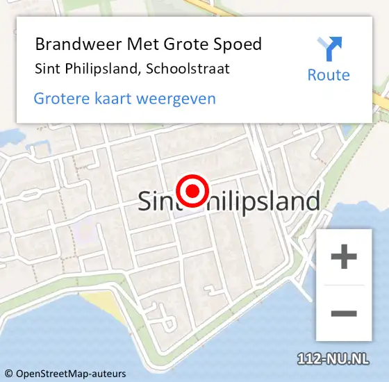 Locatie op kaart van de 112 melding: Brandweer Met Grote Spoed Naar Sint Philipsland, Schoolstraat op 31 oktober 2024 12:29