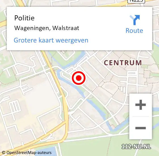 Locatie op kaart van de 112 melding: Politie Wageningen, Walstraat op 31 oktober 2024 12:42