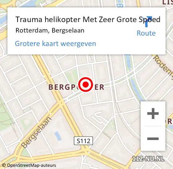 Locatie op kaart van de 112 melding: Trauma helikopter Met Zeer Grote Spoed Naar Rotterdam, Bergselaan op 31 oktober 2024 12:47