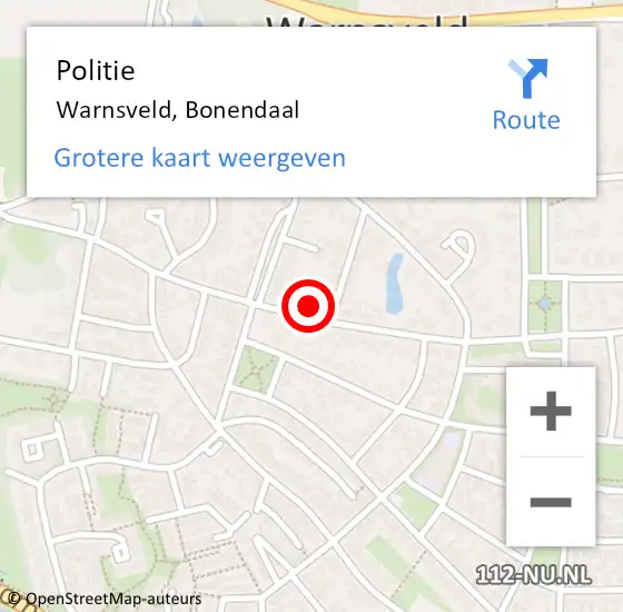 Locatie op kaart van de 112 melding: Politie Warnsveld, Bonendaal op 31 oktober 2024 12:48