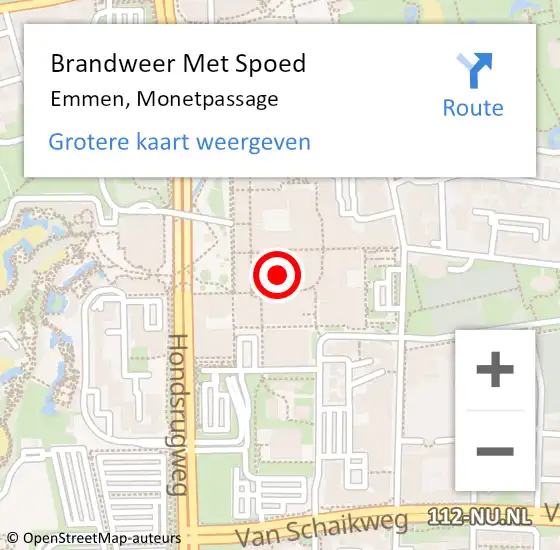 Locatie op kaart van de 112 melding: Brandweer Met Spoed Naar Emmen, Monetpassage op 31 oktober 2024 12:56