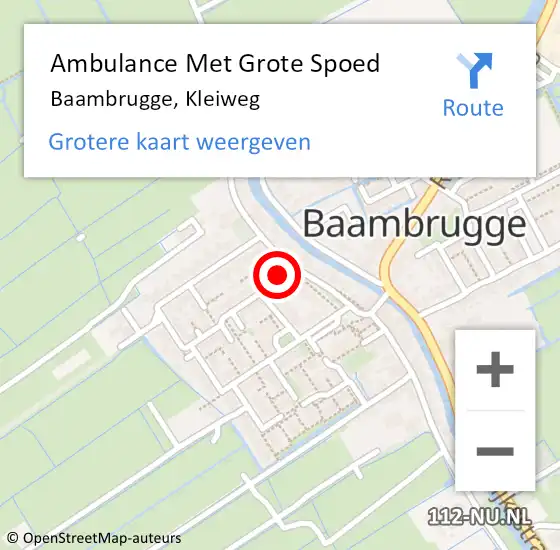 Locatie op kaart van de 112 melding: Ambulance Met Grote Spoed Naar Baambrugge, Kleiweg op 31 oktober 2024 12:59