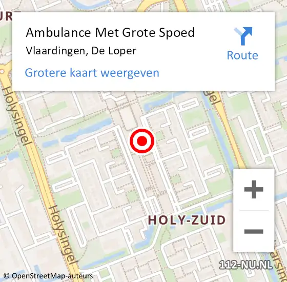 Locatie op kaart van de 112 melding: Ambulance Met Grote Spoed Naar Vlaardingen, De Loper op 31 oktober 2024 13:08