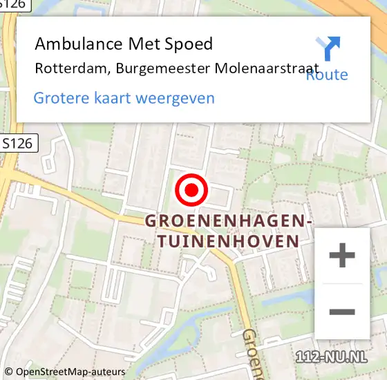 Locatie op kaart van de 112 melding: Ambulance Met Spoed Naar Rotterdam, Burgemeester Molenaarstraat op 31 oktober 2024 13:12