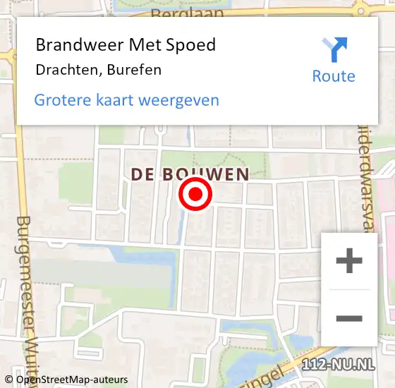 Locatie op kaart van de 112 melding: Brandweer Met Spoed Naar Drachten, Burefen op 31 oktober 2024 13:17