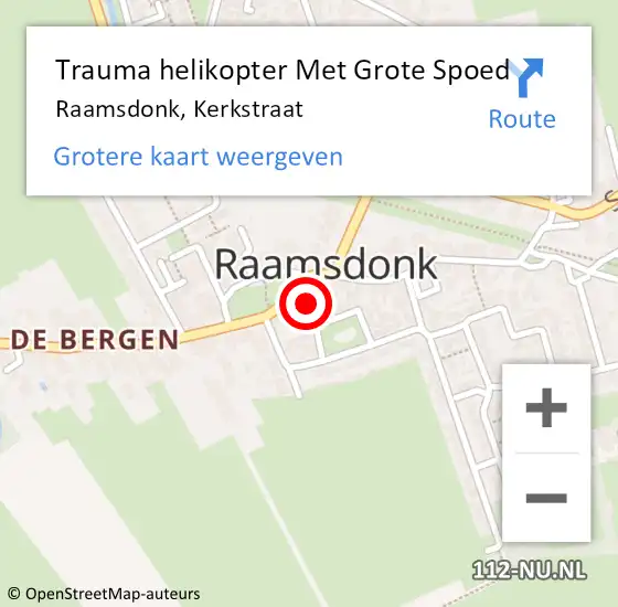 Locatie op kaart van de 112 melding: Trauma helikopter Met Grote Spoed Naar Raamsdonk, Kerkstraat op 31 oktober 2024 13:19