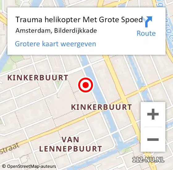 Locatie op kaart van de 112 melding: Trauma helikopter Met Grote Spoed Naar Amsterdam, Bilderdijkkade op 31 oktober 2024 13:21