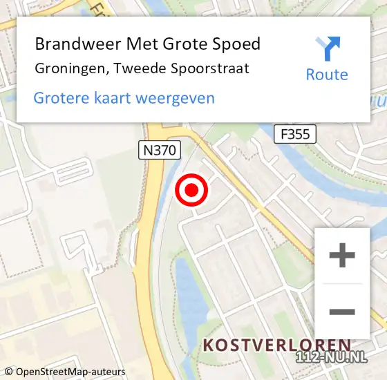 Locatie op kaart van de 112 melding: Brandweer Met Grote Spoed Naar Groningen, Tweede Spoorstraat op 31 oktober 2024 13:26