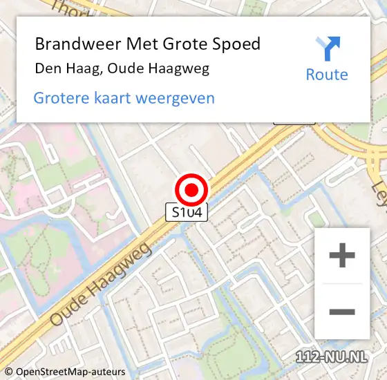 Locatie op kaart van de 112 melding: Brandweer Met Grote Spoed Naar Den Haag, Oude Haagweg op 31 oktober 2024 13:32