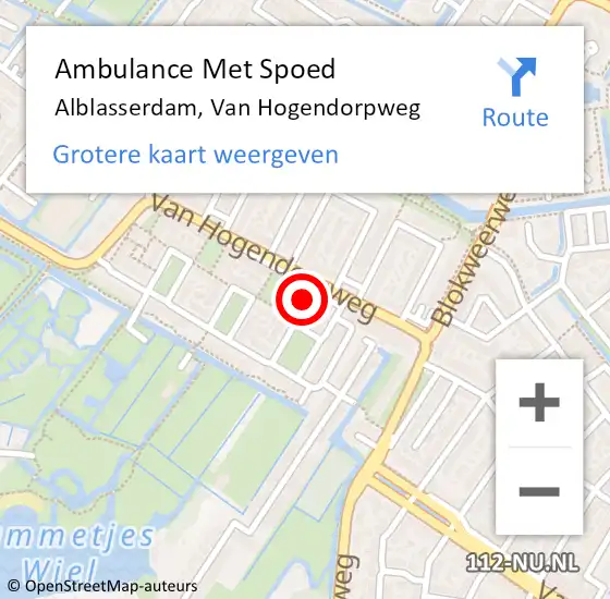 Locatie op kaart van de 112 melding: Ambulance Met Spoed Naar Alblasserdam, Van Hogendorpweg op 31 oktober 2024 13:58