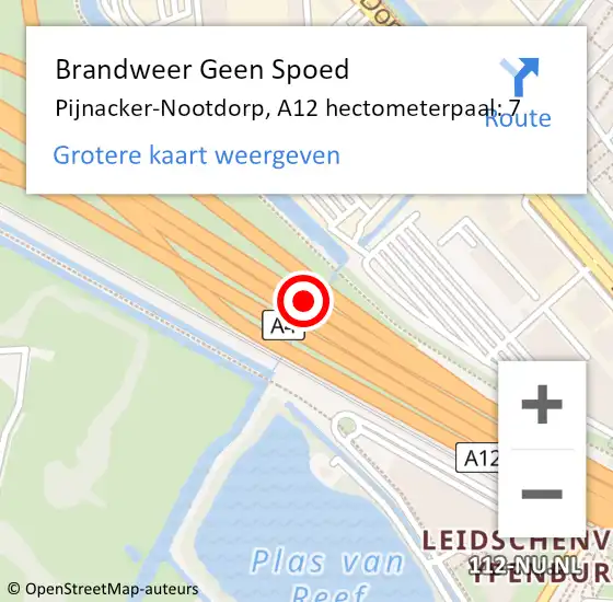 Locatie op kaart van de 112 melding: Brandweer Geen Spoed Naar Pijnacker-Nootdorp, A12 hectometerpaal: 7 op 31 oktober 2024 14:16