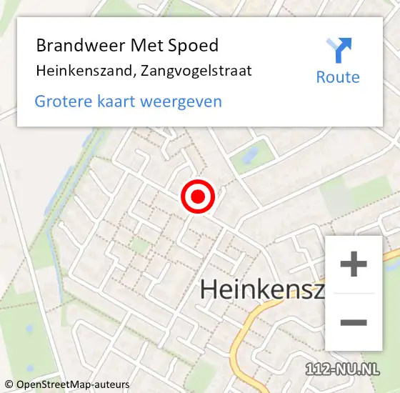 Locatie op kaart van de 112 melding: Brandweer Met Spoed Naar Heinkenszand, Zangvogelstraat op 31 oktober 2024 14:23