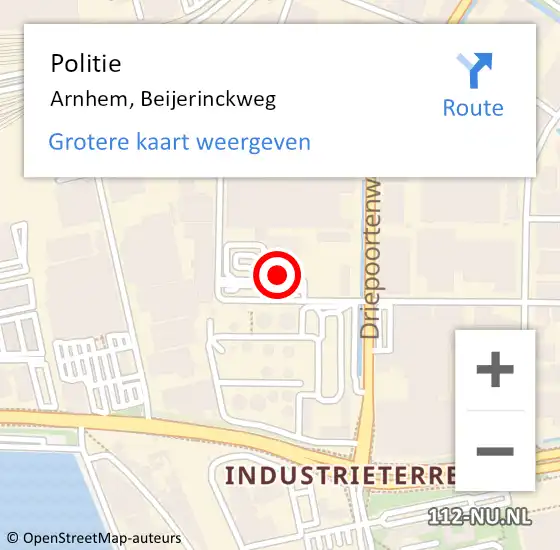 Locatie op kaart van de 112 melding: Politie Arnhem, Beijerinckweg op 31 oktober 2024 14:30