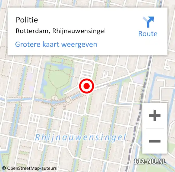 Locatie op kaart van de 112 melding: Politie Rotterdam, Rhijnauwensingel op 31 oktober 2024 15:24