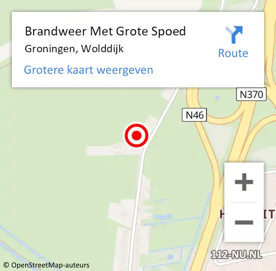 Locatie op kaart van de 112 melding: Brandweer Met Grote Spoed Naar Groningen, Wolddijk op 31 oktober 2024 15:39