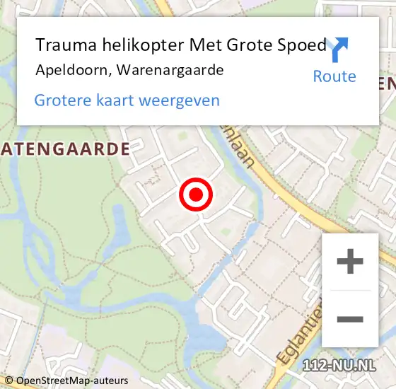 Locatie op kaart van de 112 melding: Trauma helikopter Met Grote Spoed Naar Apeldoorn, Warenargaarde op 31 oktober 2024 15:48