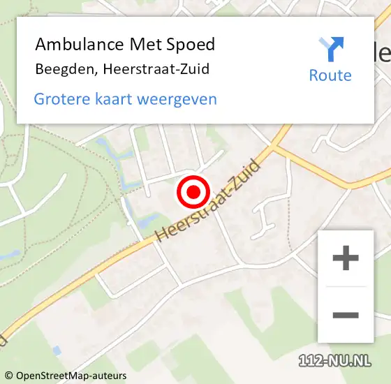 Locatie op kaart van de 112 melding: Ambulance Met Spoed Naar Beegden, Heerstraat-Zuid op 31 oktober 2024 16:16