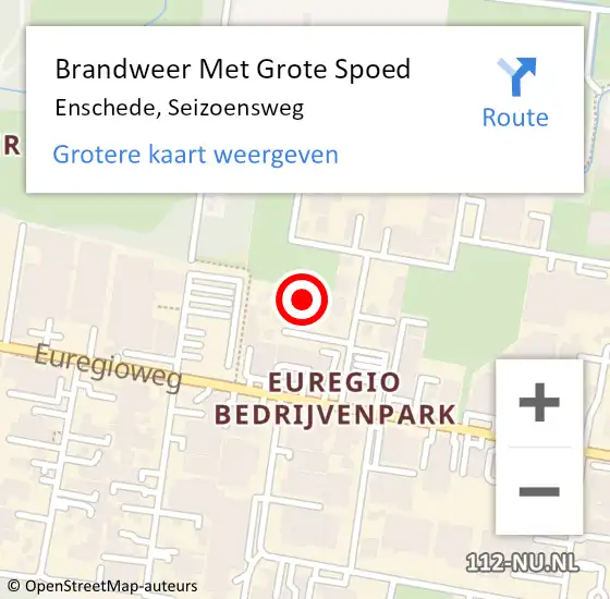 Locatie op kaart van de 112 melding: Brandweer Met Grote Spoed Naar Enschede, Seizoensweg op 31 oktober 2024 16:20