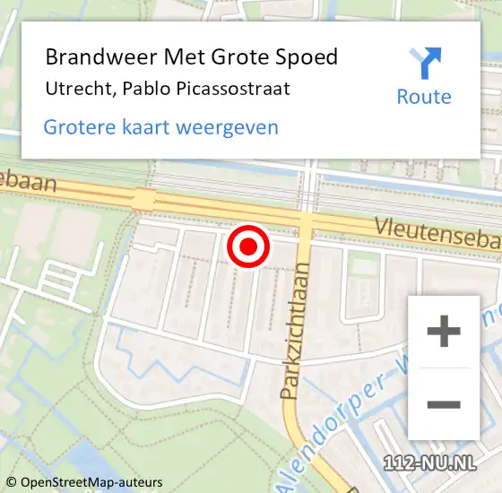 Locatie op kaart van de 112 melding: Brandweer Met Grote Spoed Naar Utrecht, Pablo Picassostraat op 31 oktober 2024 16:24