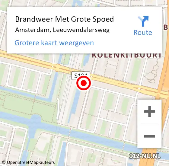 Locatie op kaart van de 112 melding: Brandweer Met Grote Spoed Naar Amsterdam, Leeuwendalersweg op 31 oktober 2024 16:44