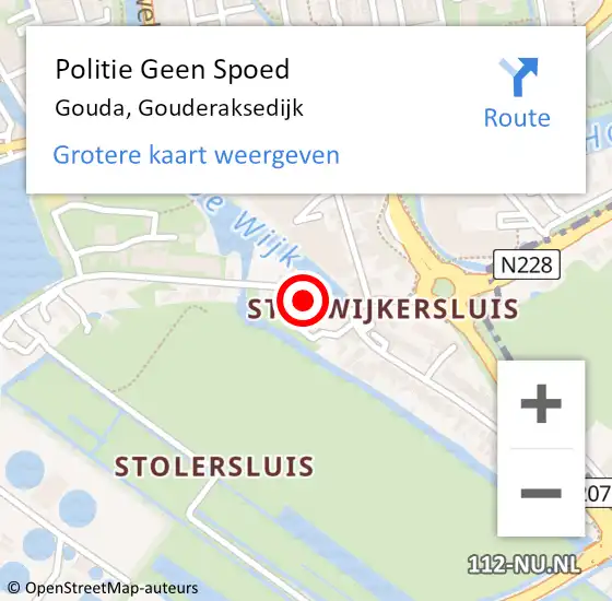 Locatie op kaart van de 112 melding: Politie Geen Spoed Naar Gouda, Gouderaksedijk op 31 oktober 2024 16:58