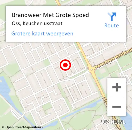 Locatie op kaart van de 112 melding: Brandweer Met Grote Spoed Naar Oss, Keucheniusstraat op 31 oktober 2024 17:11