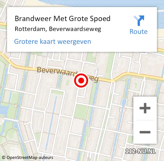 Locatie op kaart van de 112 melding: Brandweer Met Grote Spoed Naar Rotterdam, Beverwaardseweg op 31 oktober 2024 17:12