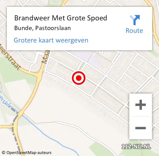 Locatie op kaart van de 112 melding: Brandweer Met Grote Spoed Naar Bunde, Pastoorslaan op 31 oktober 2024 17:14