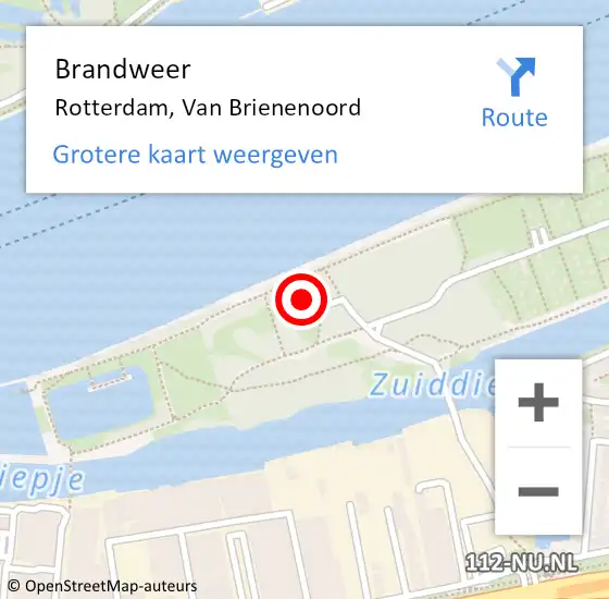 Locatie op kaart van de 112 melding: Brandweer Rotterdam, Van Brienenoord op 31 oktober 2024 17:14