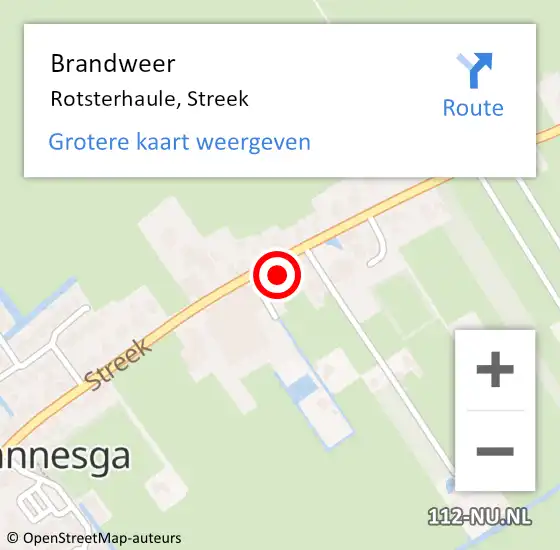 Locatie op kaart van de 112 melding: Brandweer Rotsterhaule, Streek op 31 oktober 2024 17:20