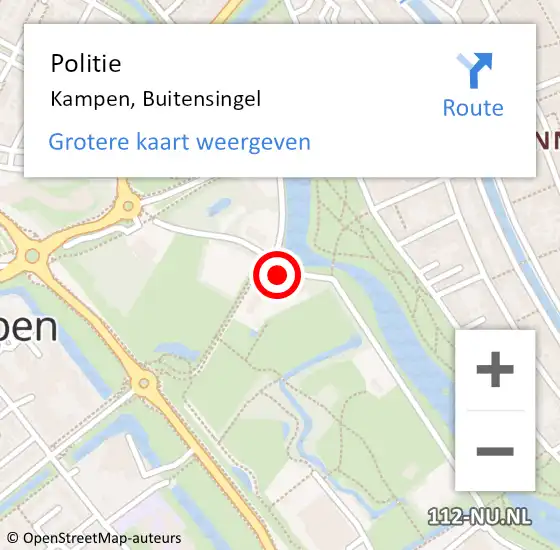 Locatie op kaart van de 112 melding: Politie Kampen, Buitensingel op 31 oktober 2024 17:28