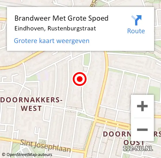 Locatie op kaart van de 112 melding: Brandweer Met Grote Spoed Naar Eindhoven, Rustenburgstraat op 31 oktober 2024 17:45