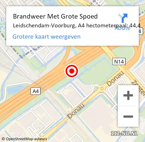 Locatie op kaart van de 112 melding: Brandweer Met Grote Spoed Naar Leidschendam-Voorburg, A4 hectometerpaal: 44,4 op 31 oktober 2024 18:00