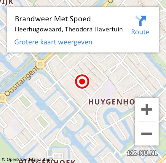 Locatie op kaart van de 112 melding: Brandweer Met Spoed Naar Heerhugowaard, Theodora Havertuin op 31 oktober 2024 18:05