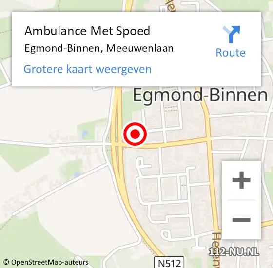 Locatie op kaart van de 112 melding: Ambulance Met Spoed Naar Egmond-Binnen, Meeuwenlaan op 31 oktober 2024 18:09