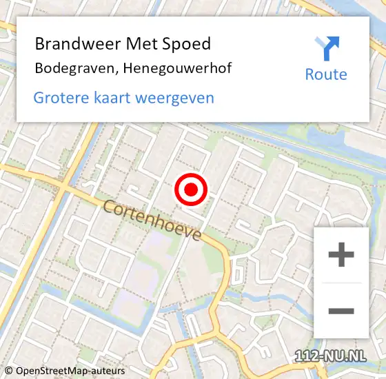 Locatie op kaart van de 112 melding: Brandweer Met Spoed Naar Bodegraven, Henegouwerhof op 31 oktober 2024 18:43